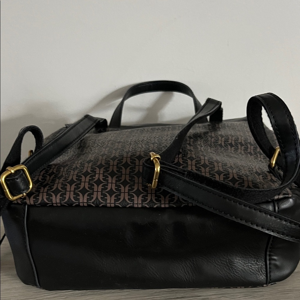 Fossil Black and Brown Leather Patterned Backpack - Picture 5 of 11